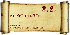 Mikó Ellák névjegykártya